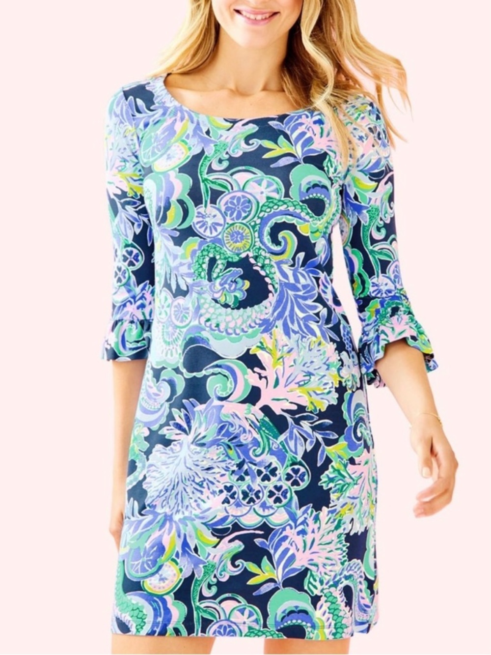 Lilly Pulitzer Sophie Ruffle Dress Sirens and Spirits Print, Size XS